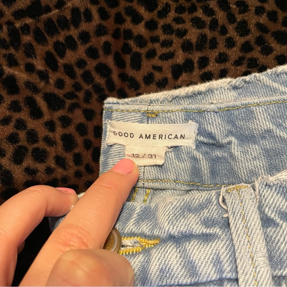 Good American Blue Straight Leg Ripped Jeans - Picture 5 of 5